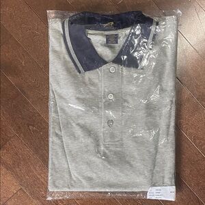 Men's Striped Polo Shirt - Navy Collar 4xl